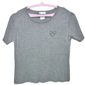 Walt Disney Vintage Grey Ribbed Mickey Mouse Women's Shirt Sz. S